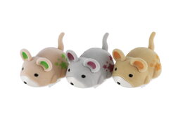 Veverka se žaludem plast 5cm na baterie 3 barvy v krabičce 9x7x9cm