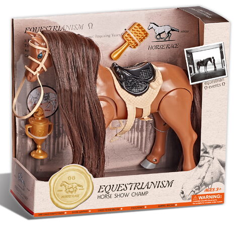 Jezdecký kůň hnědý s příslušenstvím se zvukem - Hipický šampion