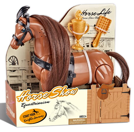 Jezdecký kůň hnědý s příslušenstvím se zvukem - Koňská show