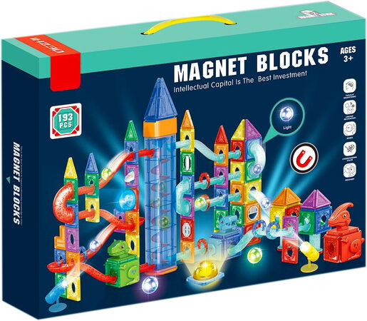 Magnetická stavebnice Dinosauří park s LED světly a kuličkou - 193 ks