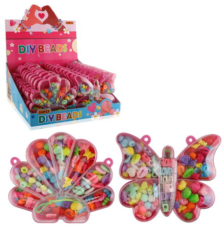 Kreativní sada - Navlékací korálky Motýl a můšle, 2 druhy