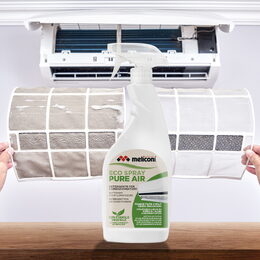 Sprej na klimatizace Meliconi, 621028, 500 ml, univerzální, hypoalergenní,
ekologický, nestéká, Made in Italy