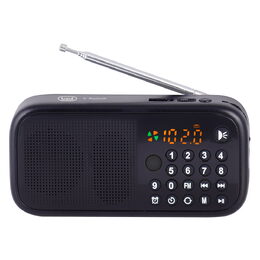 Rádio Trevi, DR 7F40 BK, přenosné, FM, 45 uložitelných stanic, hodiny, časovač,
mini LED svítilna, lithiová baterie dobíjená ze zásuvky USB
