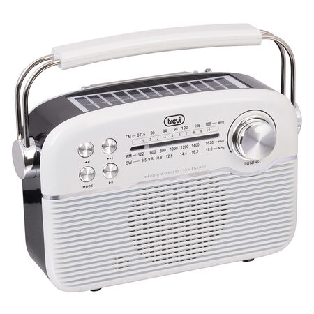 Rádio Trevi, RA 7F50 WH, přenosné, retro, FM/AM/SW, MP3 přehrávač, vestavěný
solární panel