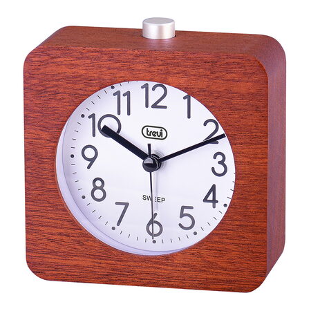 Budík Trevi, SL 3843 WD, osvětlení ciferníku, z přírodního dřeva, Snooze, Sweep,
1x AA