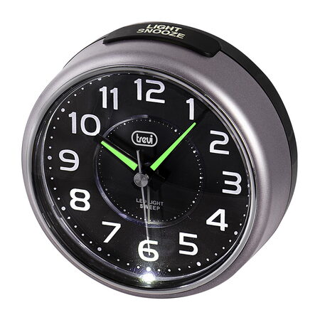 Budík Trevi, SL 3096/GR, analogový, velký displej, LED podsvícení, elektronické
vyzvánění, SWEEP, 1x AA