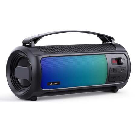 Reproduktor AKAI, ABTS-35, přenosný, Bluetooth, AUX-In, USB, funkce karaoke, RGB
světla, 10 W