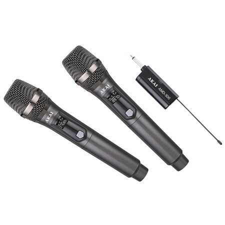 Mikrofon set AKAI, AMD-300, bezdrátové, dynamické, kardioidní polární
charakteristika, lithiová baterie