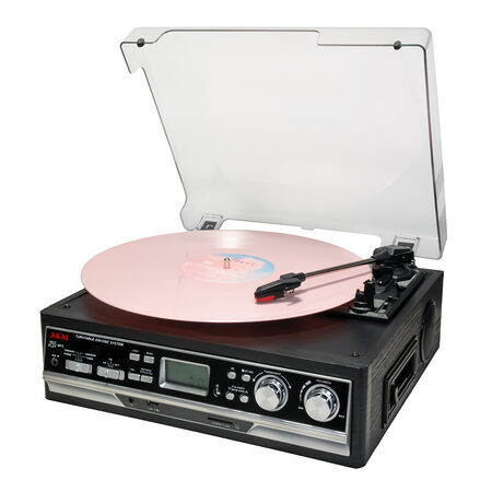 Gramofon AKAI, ATT-15SE, Bluetooth, FM/AM, AUX-In, USB slot, kazetový přehrávač,
dálkové ovládání, 15 W