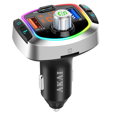 Transmiter AKAI, FMT-63BT, BT, FM, Hands-Free, USB, TF karta, LED světla,
digitální LED displej