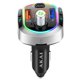 Transmiter AKAI, FMT-63BT, BT, FM, Hands-Free, USB, TF karta, LED světla,
digitální LED displej