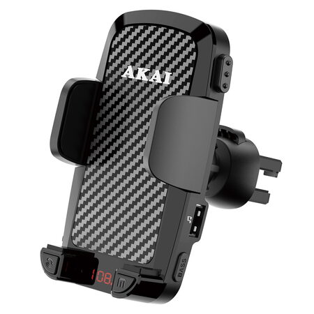 Transmiter AKAI, FMT-C14BT, držák telefonu s FM vysíláčem, BT, Hands-Free, FM,
USB, 1 W