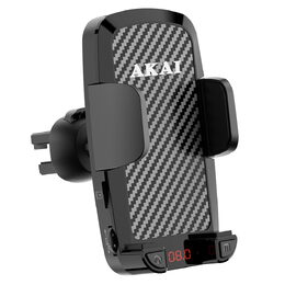 Transmiter AKAI, FMT-C14BT, držák telefonu s FM vysíláčem, BT, Hands-Free, FM,
USB, 1 W