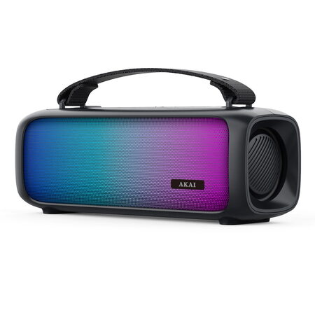 Reproduktor AKAI, ABTS-08 BK, přenosný, Bluetooth 4.2, FM, USB, AUX-IN,funkce
svítilna, 14 W RMS/2 W RMS