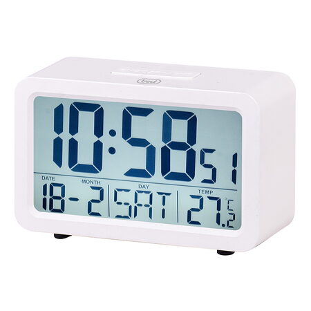 Budík Trevi, SLD 3P60 WH, digitální, kompaktní, hodiny, teploměr a kalendář v
jednom, bílý