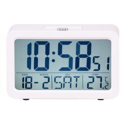 Budík Trevi, SLD 3P60 WH, digitální, kompaktní, hodiny, teploměr a kalendář v
jednom, bílý