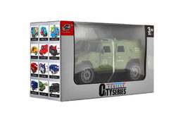 Auto vojenské plast 13cm na setrvačník v krabici 17x10x6,5cm