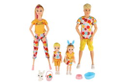 Panenka s panáčkem 30cm s dětmi 2ks - rodina plast s doplňky v krabici 29x30x6cm