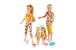 Panenka s panáčkem 30cm s dětmi 2ks - rodina plast s doplňky v krabici 29x30x6cm