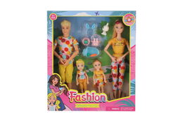 Panenka s panáčkem 30cm s dětmi 2ks - rodina plast s doplňky v krabici 29x30x6cm