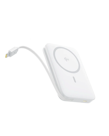 Powerbanka Baseus PicoGo Qi2 10000mAh, 27W, s kabelem USB-C bílá