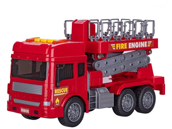 Mikro Wantai Kids auto hasiči plošina Friction Power plast 28cm se světlem a zvu