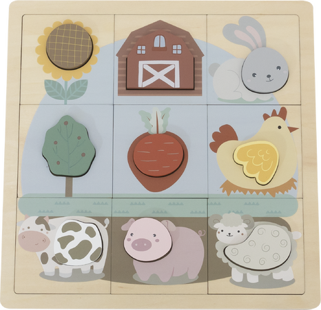 BABU - Edukativní puzzle Farma - 12 dílků