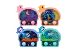 Vodní hra hlavolam svítící mořské zvířátko plast 13x12cm na baterie 4 barvy 12ks v boxu