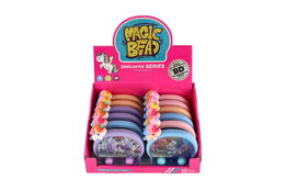 Vodní hra hlavolam svítící jednorožec plast 13x12cm na baterie 4 barvy 12ks v boxu