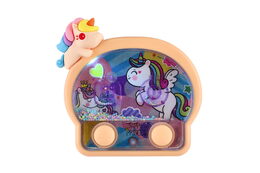 Vodní hra hlavolam svítící jednorožec plast 13x12cm na baterie 4 barvy 12ks v boxu