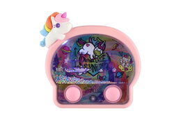 Vodní hra hlavolam svítící jednorožec plast 13x12cm na baterie 4 barvy 12ks v boxu