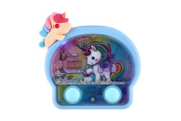 Vodní hra hlavolam svítící jednorožec plast 13x12cm na baterie 4 barvy 12ks v boxu