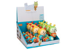 Chrastítko housenka s efekty plast 14cm na baterie se zvukem 2 barvy 8ks v boxu