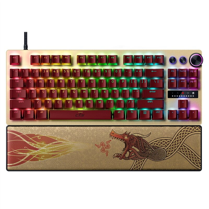 Klávesnice Razer Huntsman V3 Pro Tenkeyless - US Layout - Counter-Strike 2 Edition - zlatá