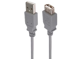 Kabel PremiumCord USB 2.0 A-A M/F 3m, prodlužovací, šedý