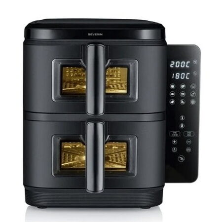 Fritéza Severin, FR 2468, horkovzdušná, patrová, sklopný displej, 2 x 5,5 L,
časovač, 2800 W