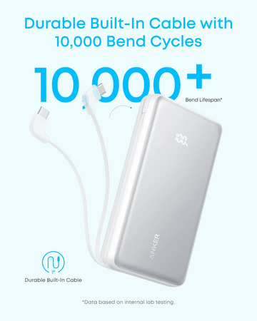Powerbanka Anker Zolo 20000mAh, 22,5W s kabelem USB-C bílá