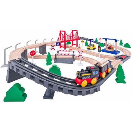 102192111 Vláčkodráha 80 dílů WOODY