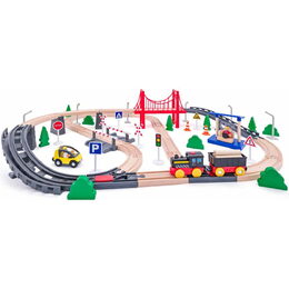 102192111 Vláčkodráha 80 dílů WOODY