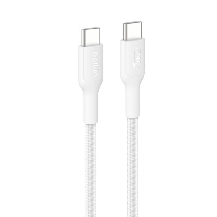 Belkin BOOST CHARGE PRO™ USB-C/USB-C kabel 240W, 1m, bílý - odolný