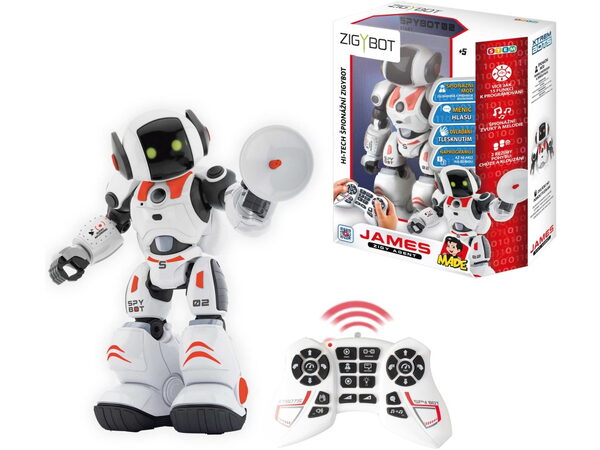 Robot MaDe Zigybot James, špion, programovací, 20 funkcí, 33 x 25 x 13 cm