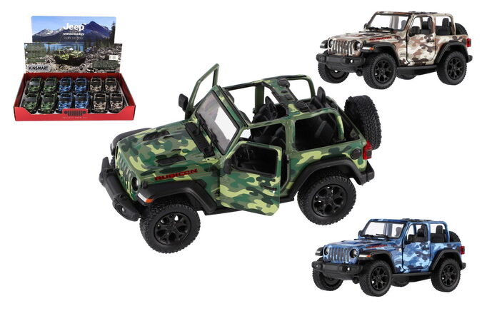 Teddies Kinsmart auto Jeep Wrangler Camo 12,5cm kov na zpětné natažení