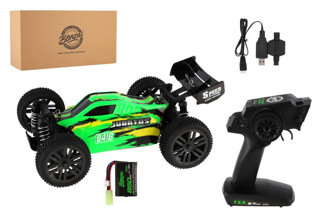 Auto RC Buggy Bonzai Jubatus terénní 30cm plast zelené 2,4GHz na bat.+dob. pack v krab. 40x14x21cm