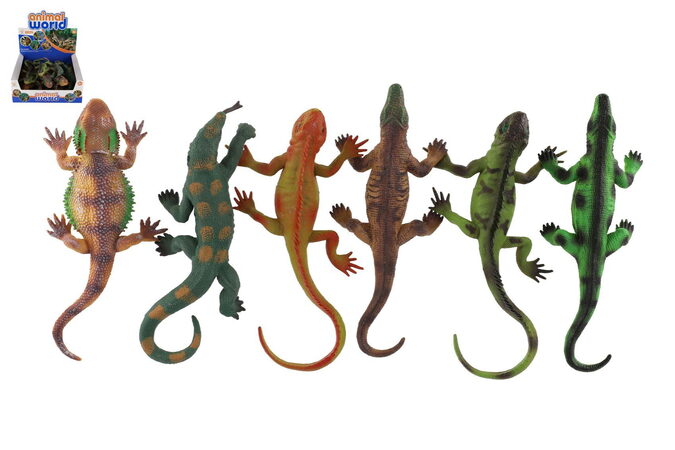 Zvířátko ještěři s přísavkou guma 22cm mix druhů 24ks v boxu