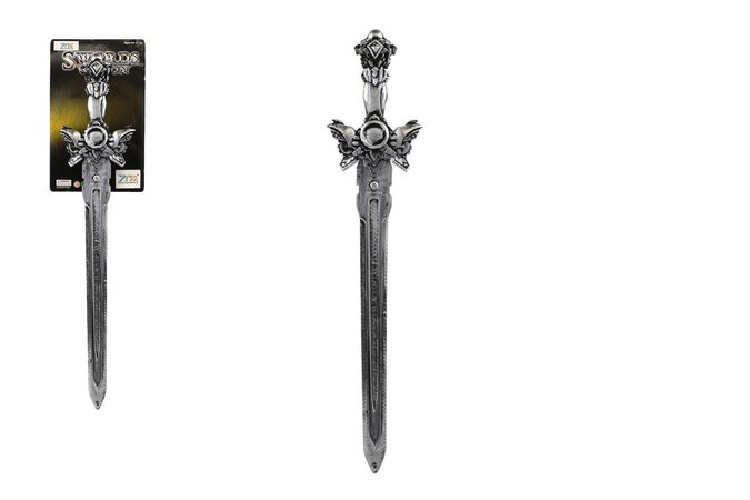 Meč rytířský plast 58cm na kartě, stříbrný