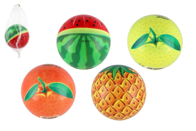 Míč ovoce 11cm nafouknutý 4 druhy v síťce