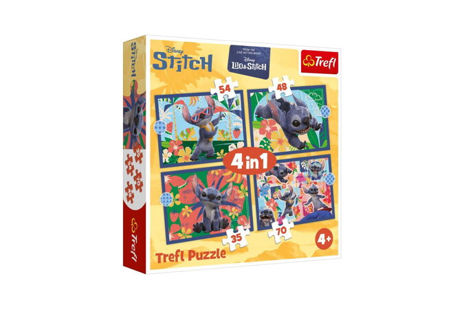 Puzzle 4v1 Život ve Šmoulí vesnici 28,5x20,5cm v krabici 28x28x6cm