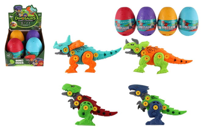 Dinosaurus šroubovací ve vejci plast 15cm 4 druhy 4ks v boxu