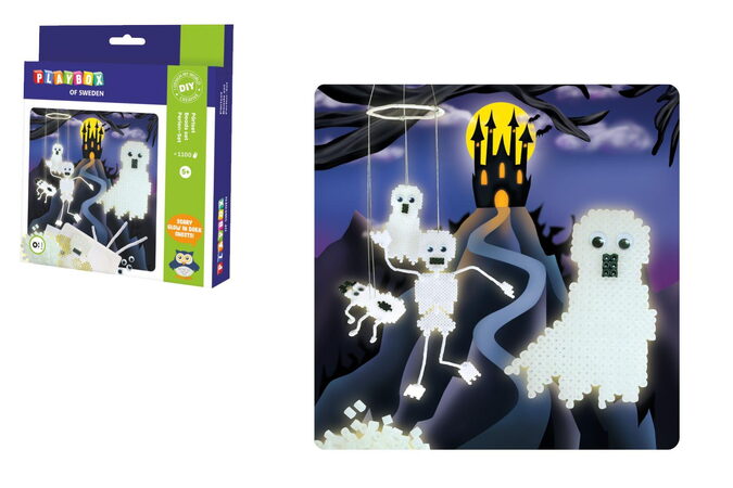 Zažehlovací korálky Duchové 1100ks plast v krabici 18x21x4cm