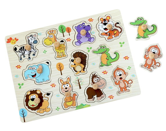 2Kids Toys Dřevěné puzzle Safari 11 dílků